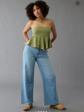 American Eagle Outfitters Dreamy Drape Curvy Super High Waisted Baggy WL Jean